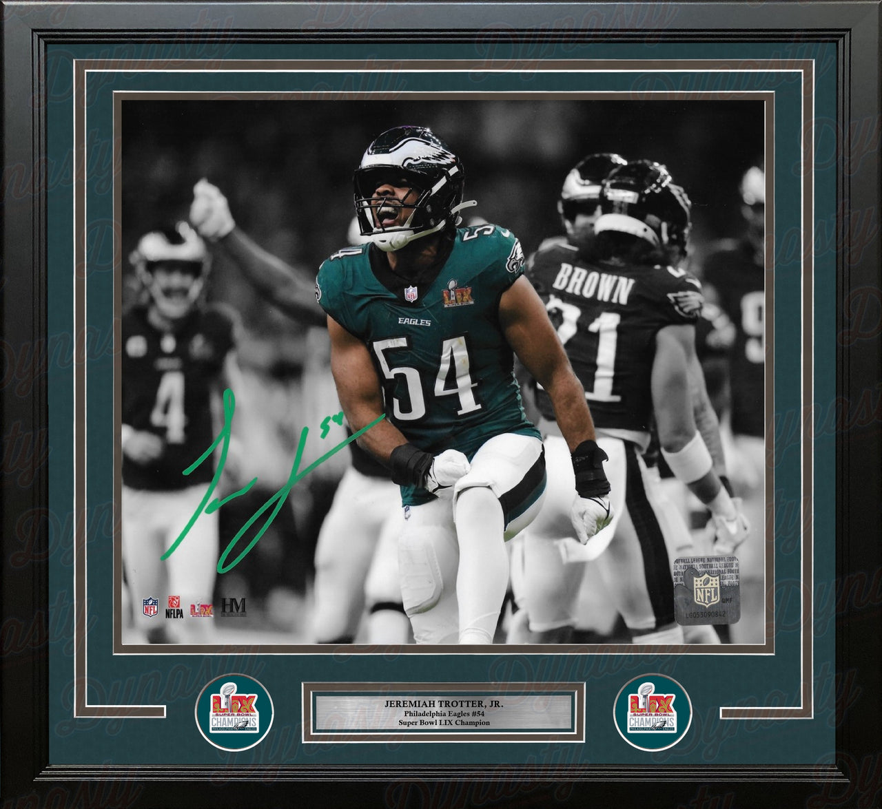 Jeremiah Trotter, Jr. Super Bowl LIX Philadelphia Eagles Autographed 11" x 14" Framed Football Photo