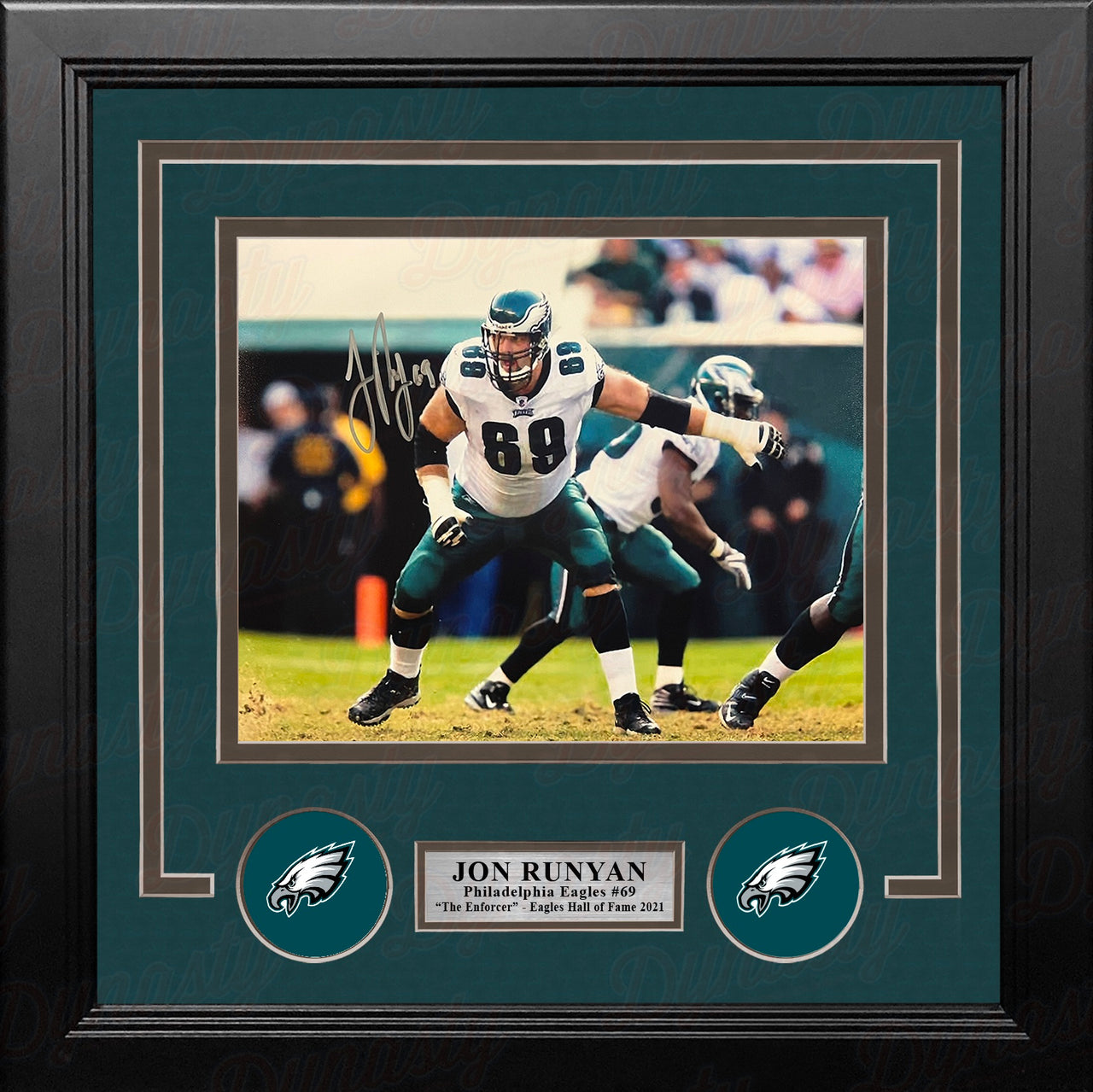 Jon Runyan in Action Autographed Philadelphia Eagles 8" x 10" Framed Football Photo