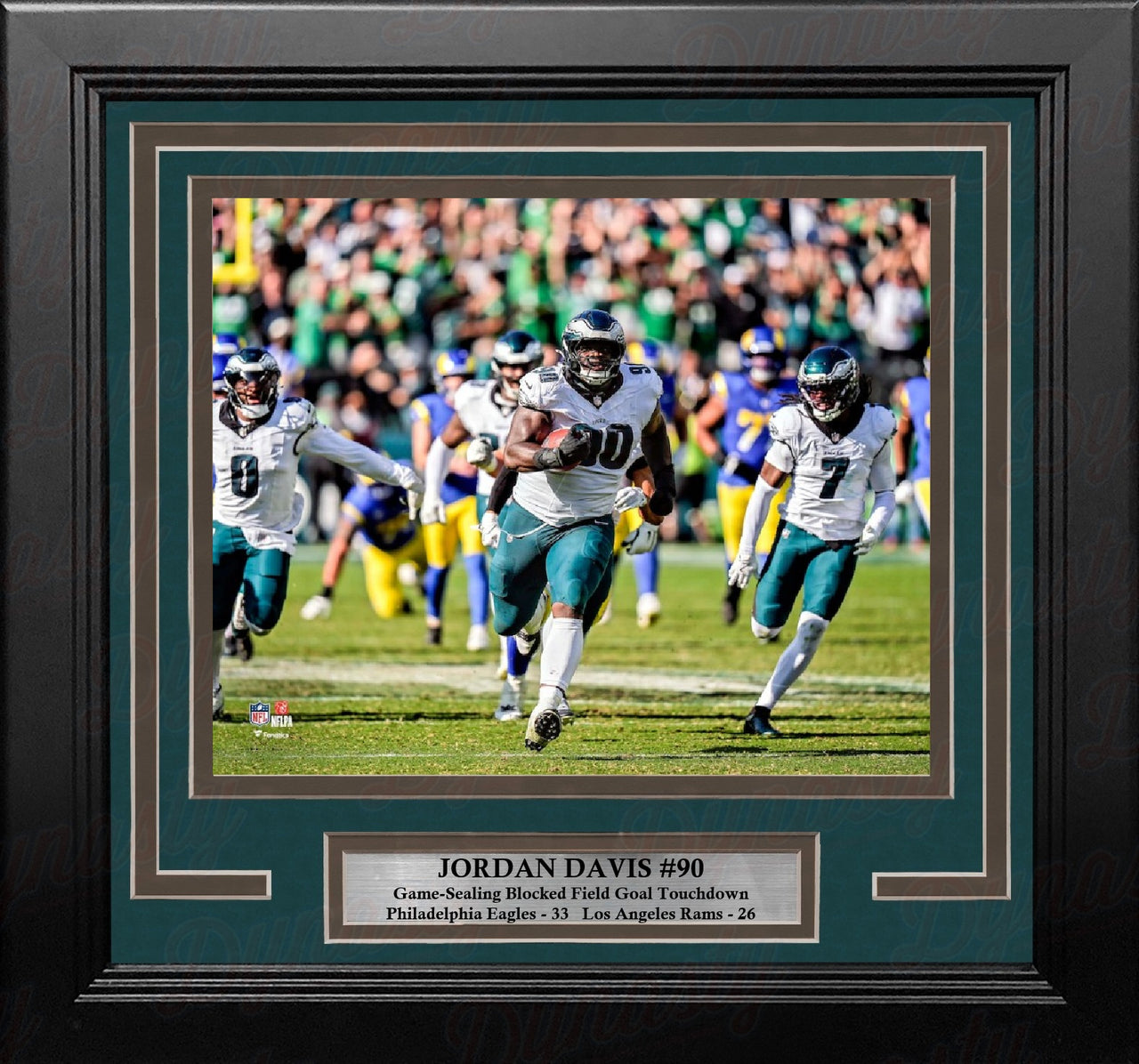 Jordan Davis Blocked Field Goal Touchdown Philadelphia Eagles 8" x 10" Framed Football Photo