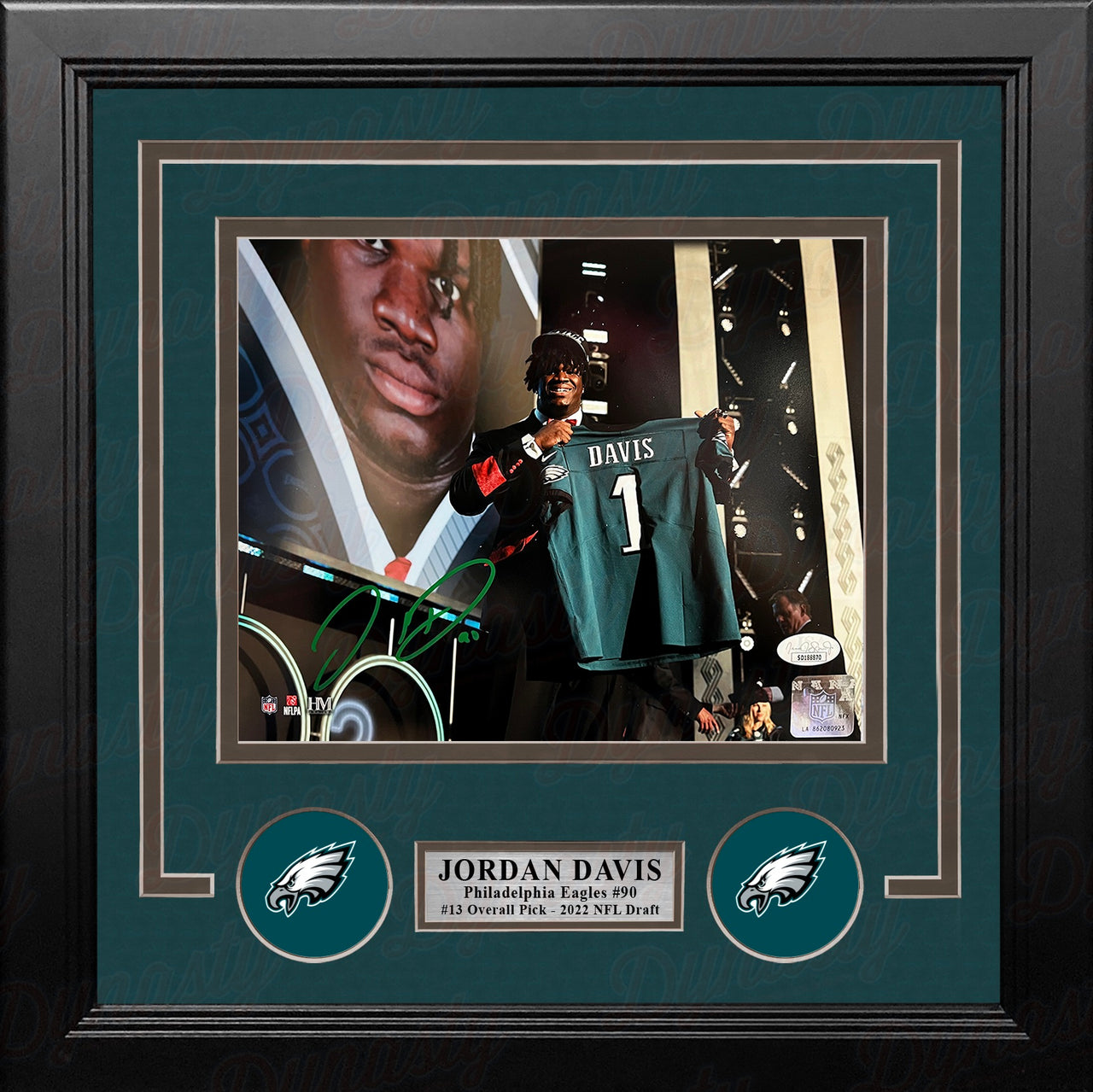 Jordan Davis Philadelphia Eagles Autographed Draft Night Framed Football Photo