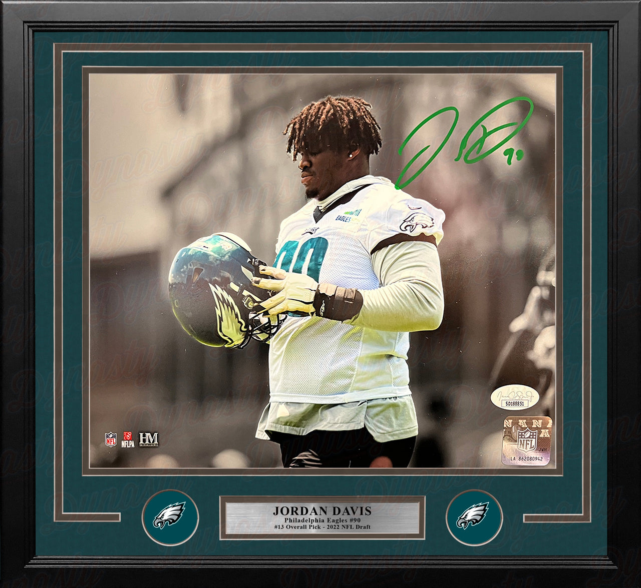 Jordan Davis Philadelphia Eagles Autographed Spotlight Framed Football Photo