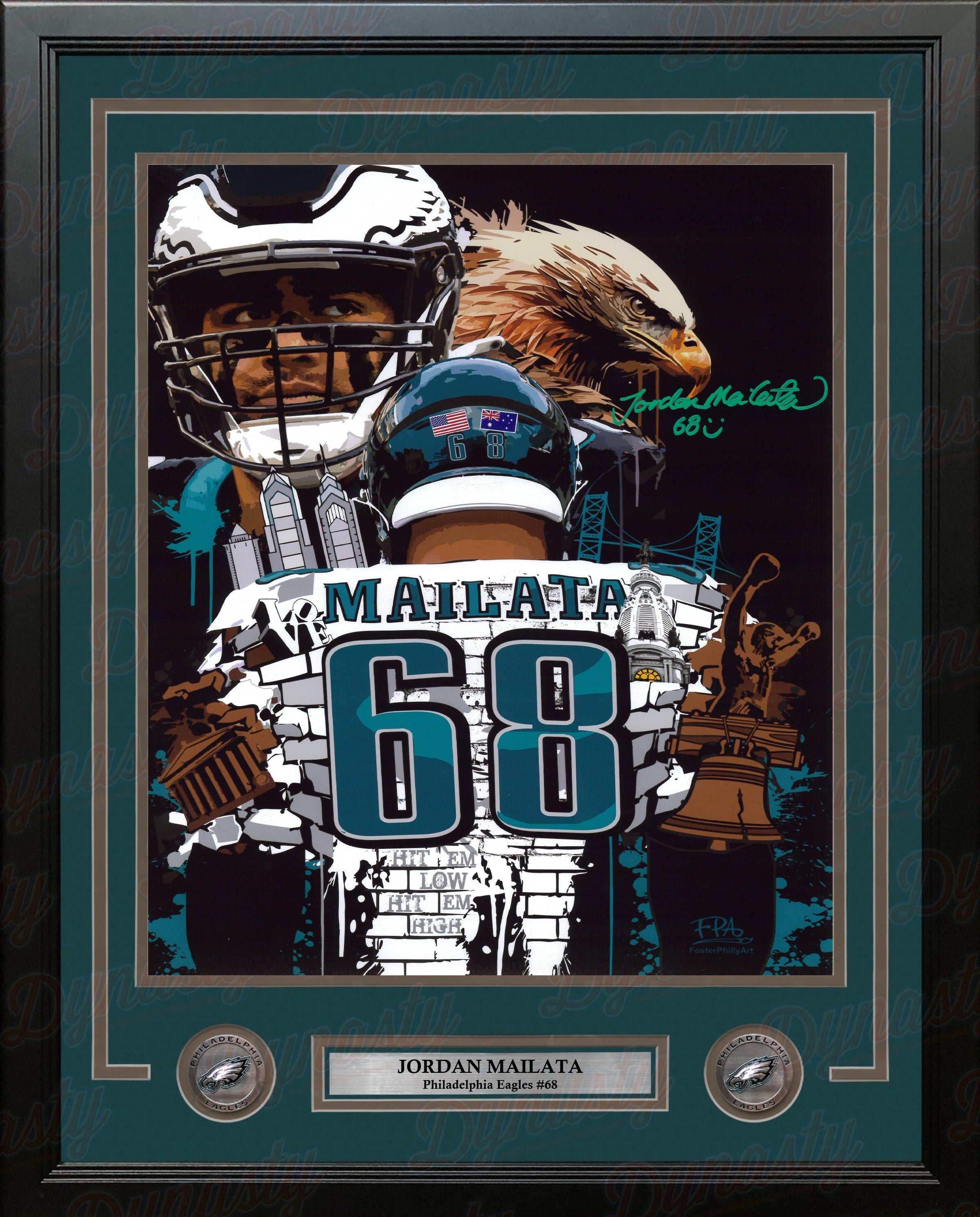 Jordan Mailata Philadelphia Eagles Autographed 16" x 20" Framed Football Art Photo
