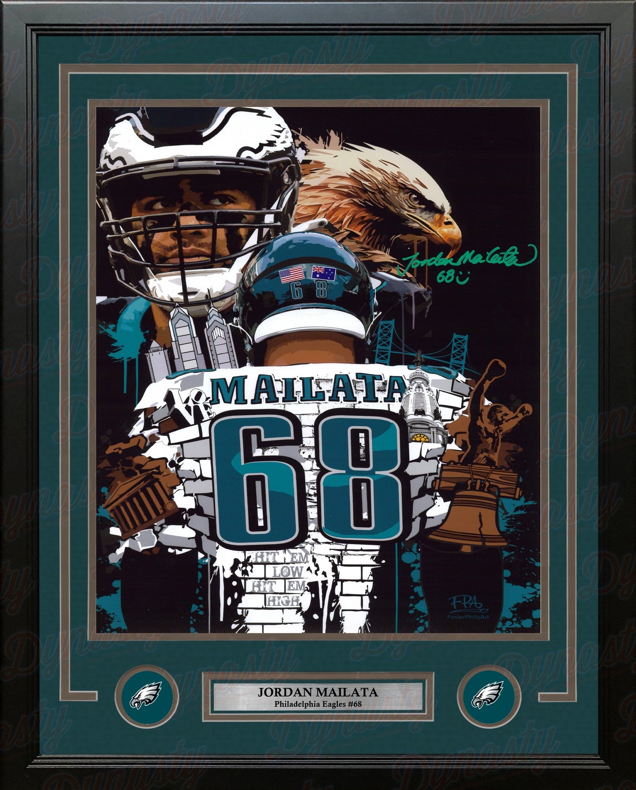 Jordan Mailata Philadelphia Eagles Autographed 11" x 14" Framed Football Art Photo