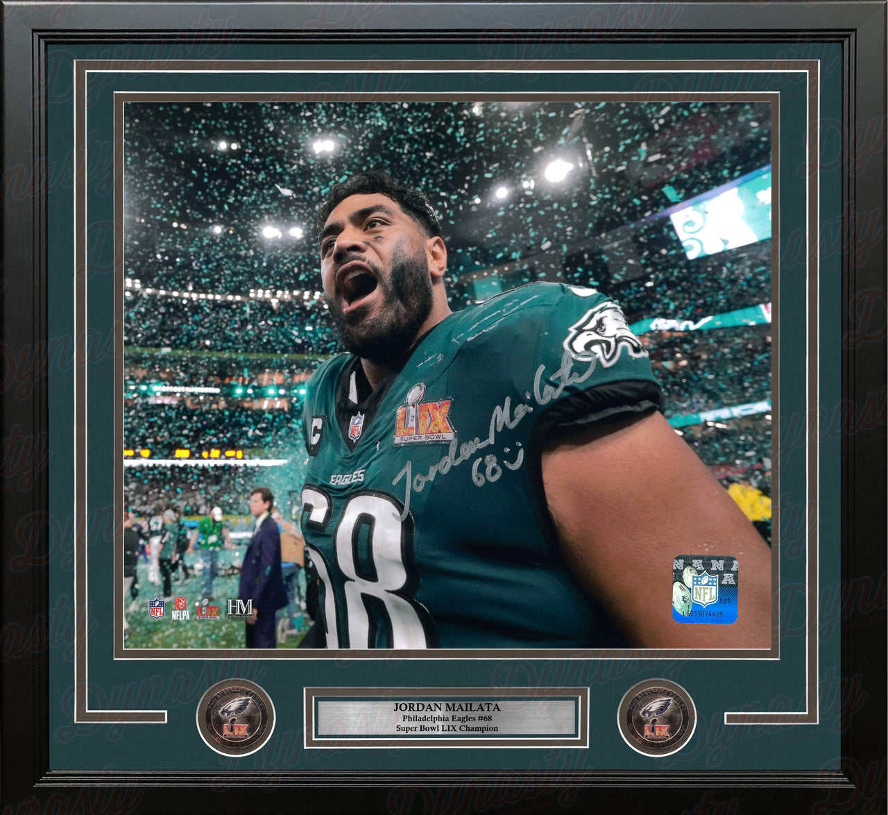 Jordan Mailata Super Bowl LIX Philadelphia Eagles Autographed 16" x 20" Framed Football Photo