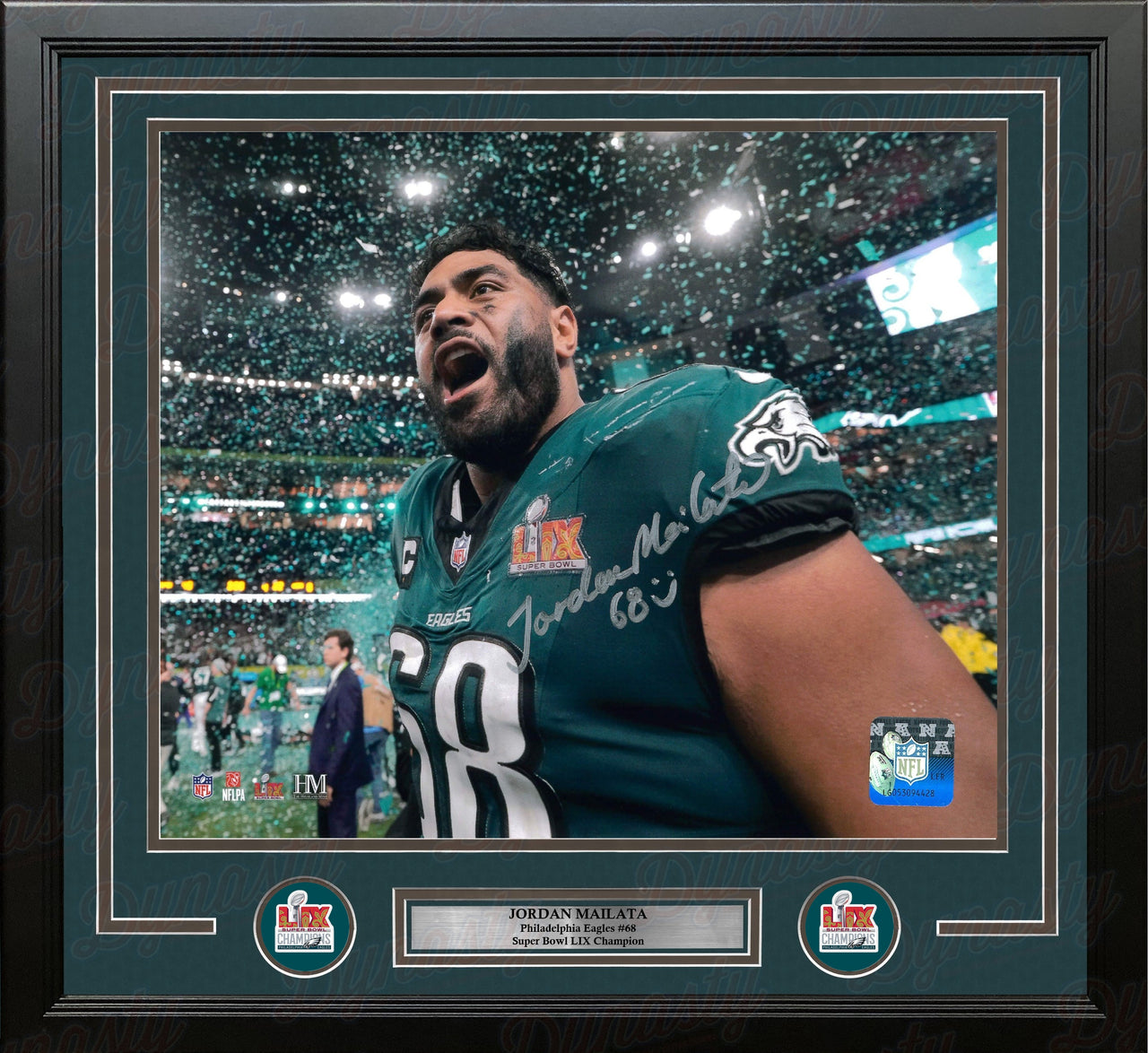 Jordan Mailata Super Bowl LIX Philadelphia Eagles Autographed 11" x 14" Framed Football Photo