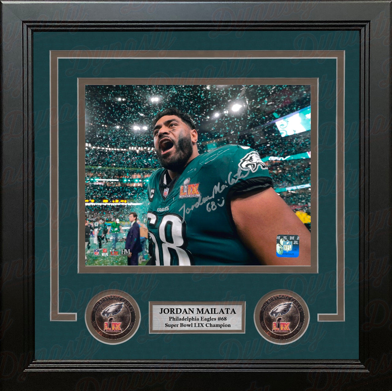Jordan Mailata Super Bowl LIX Philadelphia Eagles Autographed 8" x 10" Framed Football Photo
