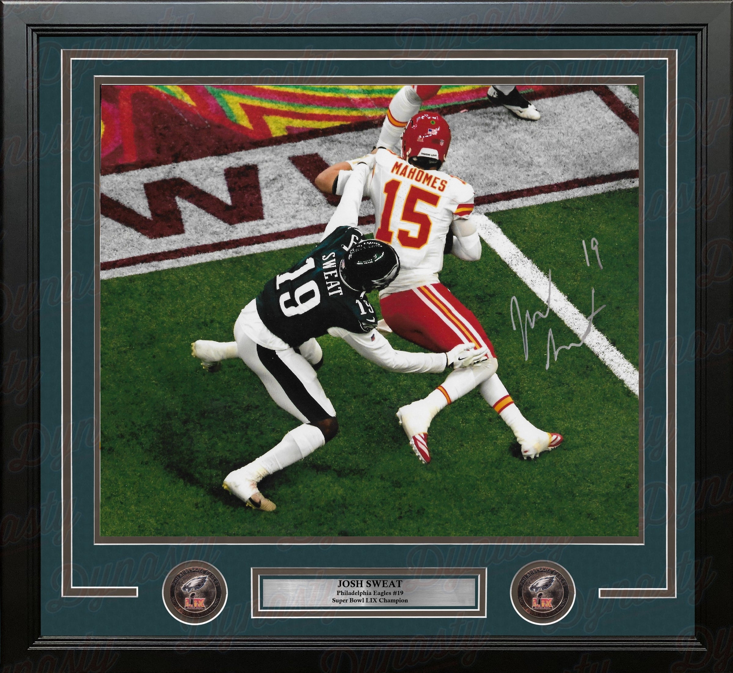 Josh Sweat Super Bowl LIX Philadelphia Eagles Autographed 11" x 14" Framed Football Photo