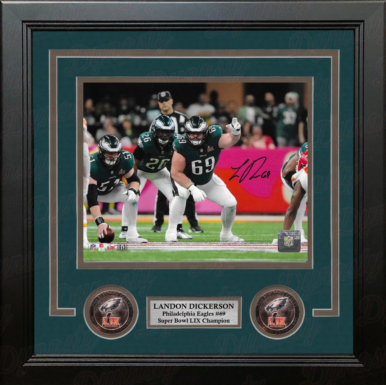 Landon Dickerson Super Bowl LIX Philadelphia Eagles Autographed 8" x 10" Framed Football Photo