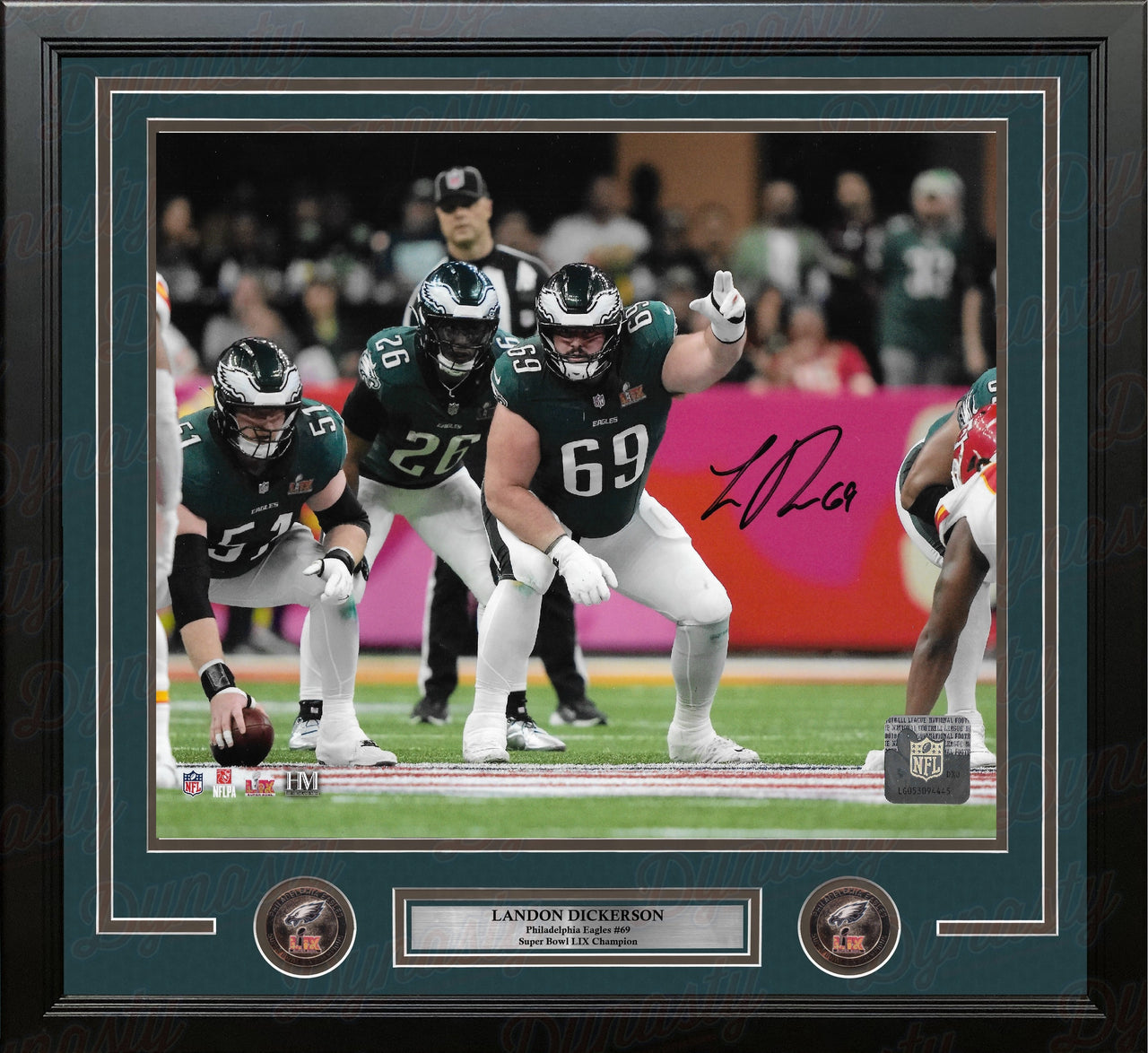 Landon Dickerson Super Bowl LIX Philadelphia Eagles Autographed 11" x 14" Framed Football Photo