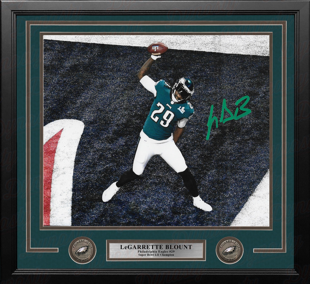 LeGarrette Blount Super Bowl LII Autographed TD Spike Philadelphia Eagles 11" x 14" Framed Photo