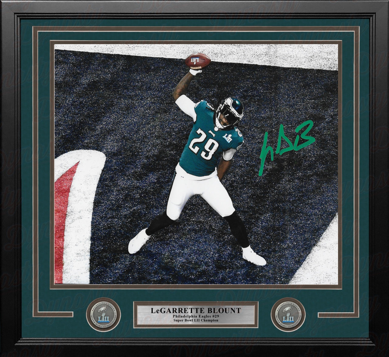 LeGarrette Blount Super Bowl LII Autographed TD Spike Philadelphia Eagles 11" x 14" Framed Photo