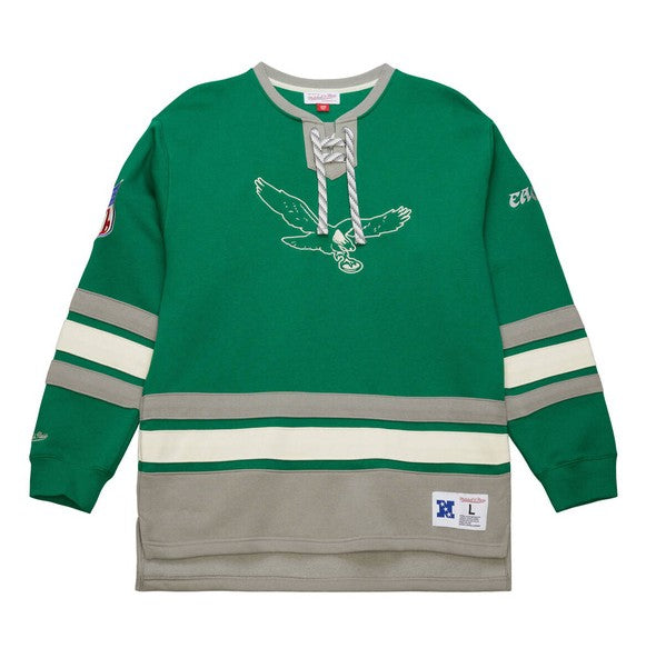 Philadelphia Eagles Mitchell & Ness Heritage Vintage Logo Lace-Up Pullover Sweatshirt