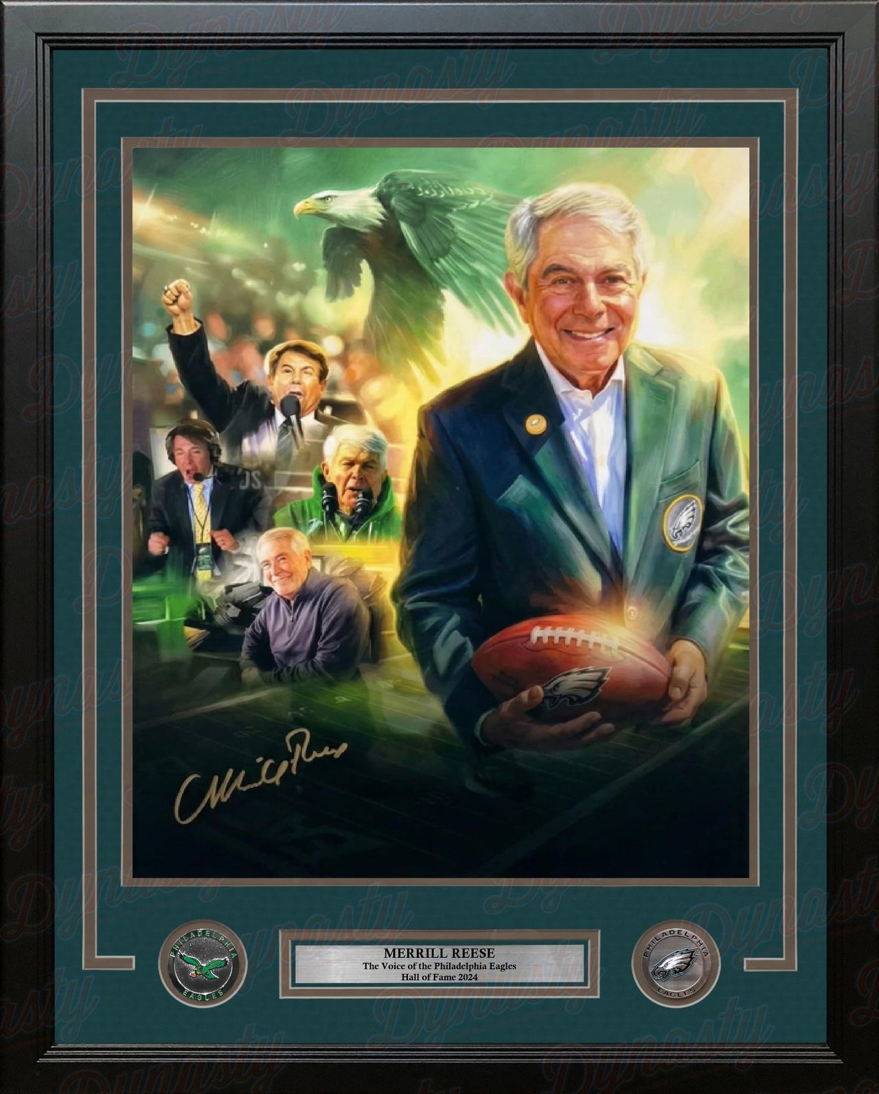 Merrill Reese Voice of Philly Football Limited Edition Autographed 11" x 14" Framed Photo