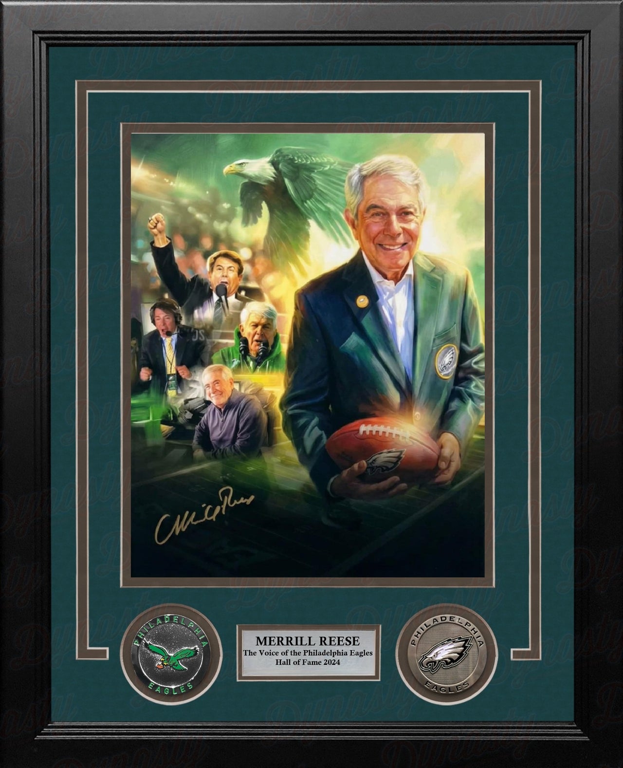Merrill Reese Voice of Philly Football Limited Edition Autographed 8" x 10" Framed Photo