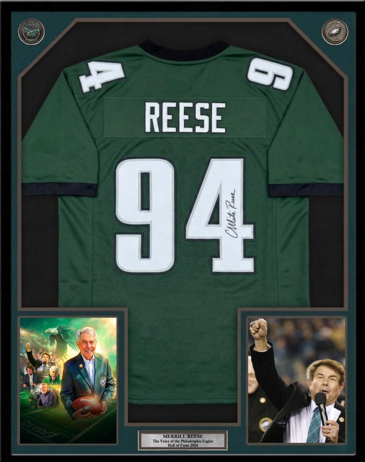 Merrill Reese "Voice of Philly Football" Pro Style Autographed Framed Name & Number Jersey