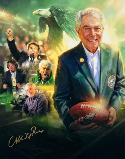 Merrill Reese Voice of Philly Football Limited Edition Autographed 11" x 14" Photo