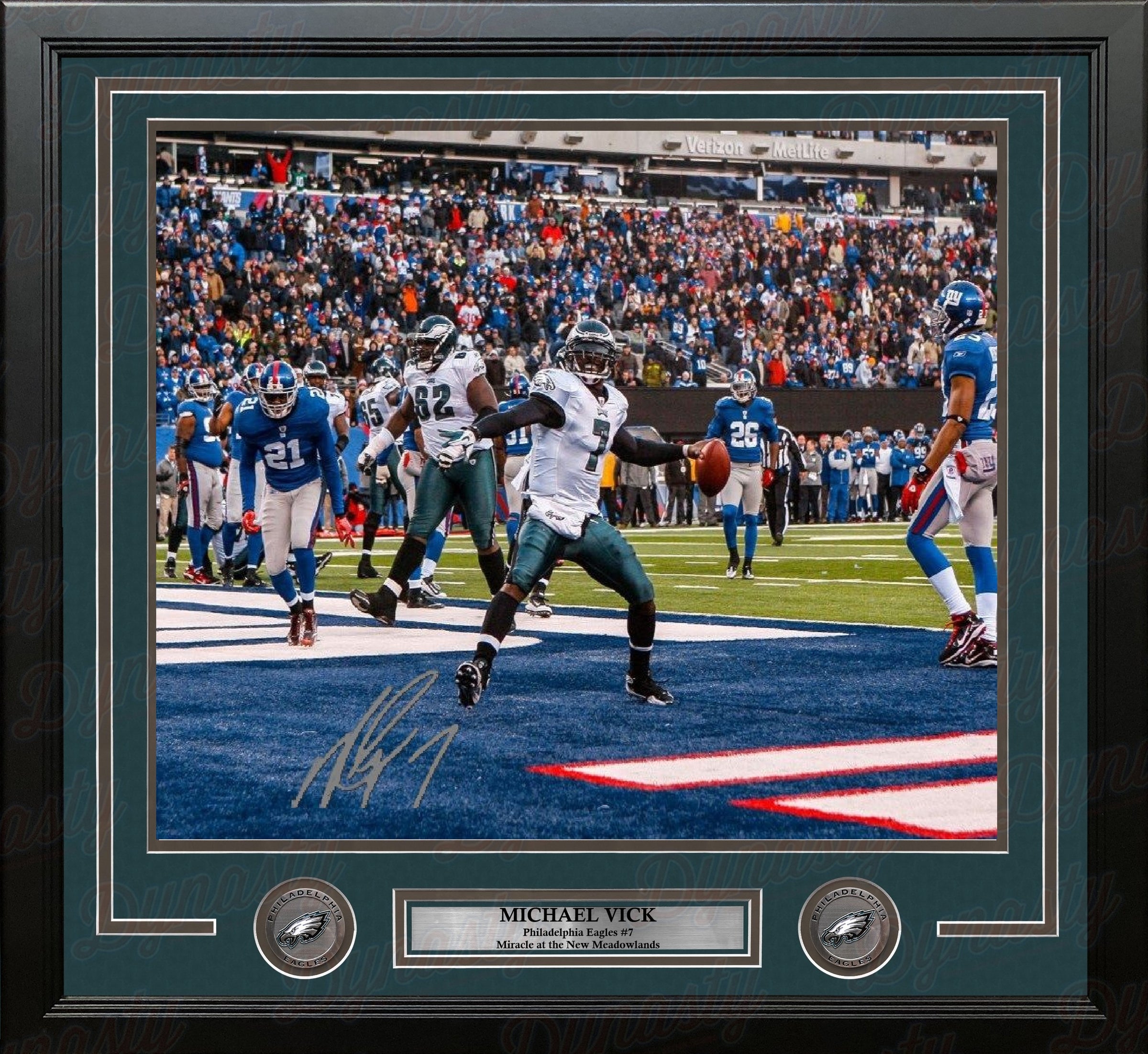 Michael Vick Miracle at the New Meadowlands Philadelphia Eagles Autographed 16" x 20" Framed Photo