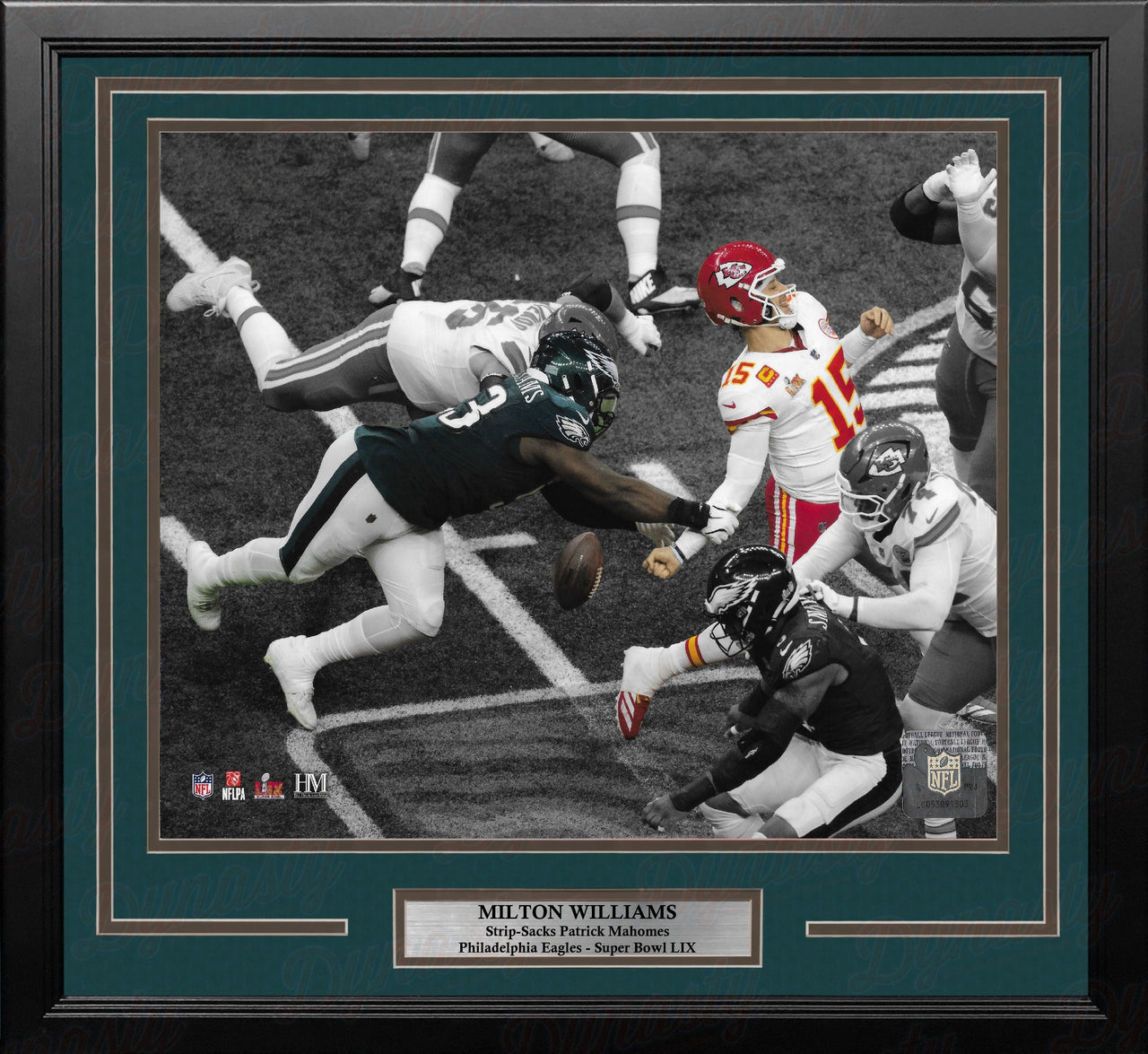 Milton Williams Sacks Mahomes Philadelphia Eagles 16" x 20" Super Bowl LIX Framed Football Photo