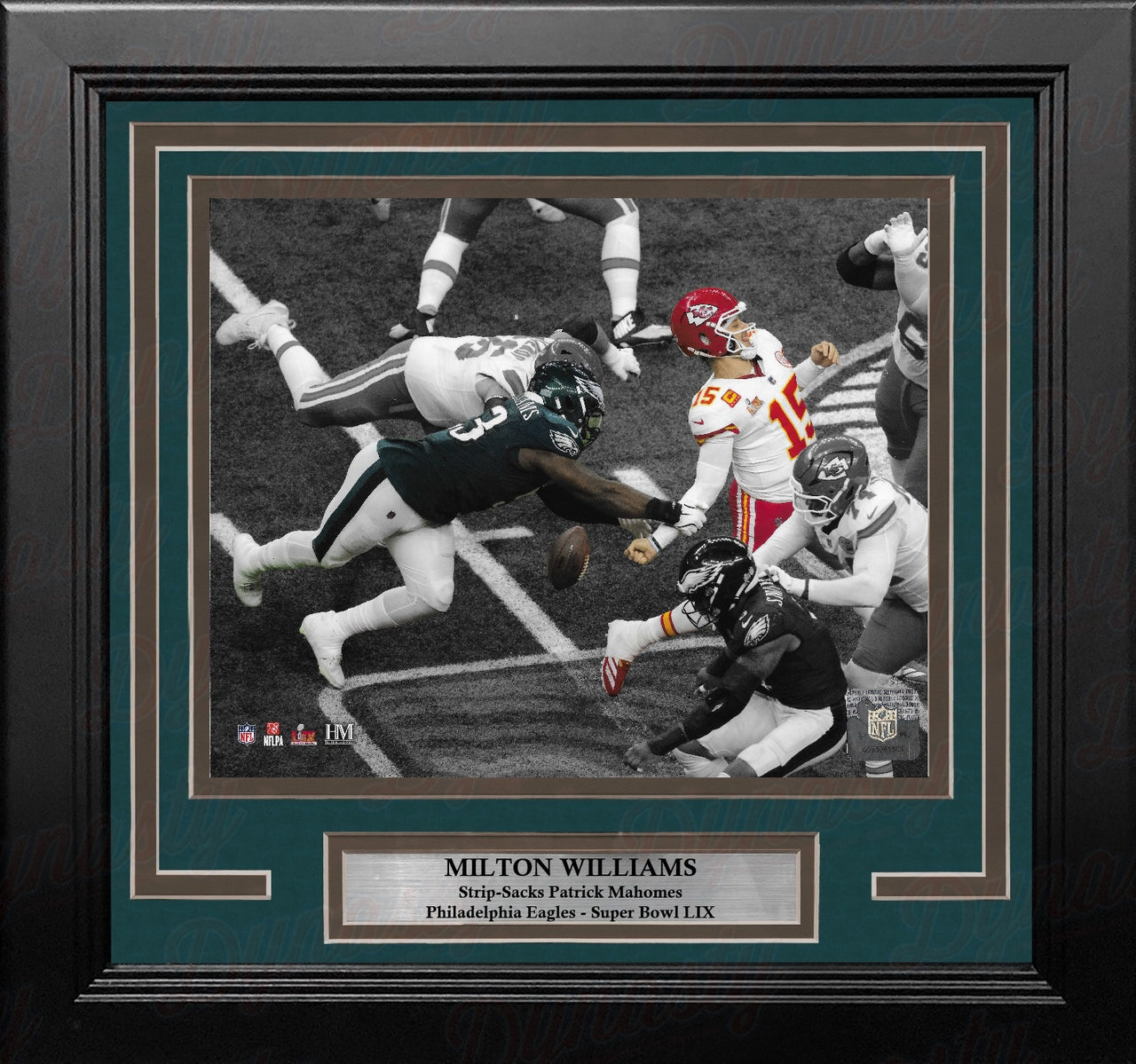 Milton Williams Sacks Mahomes Philadelphia Eagles 8" x 10" Super Bowl LIX Framed Football Photo