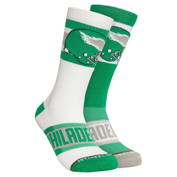 Philadelphia Eagles Mitchell & Ness Throwback Hail Mary Crew Socks