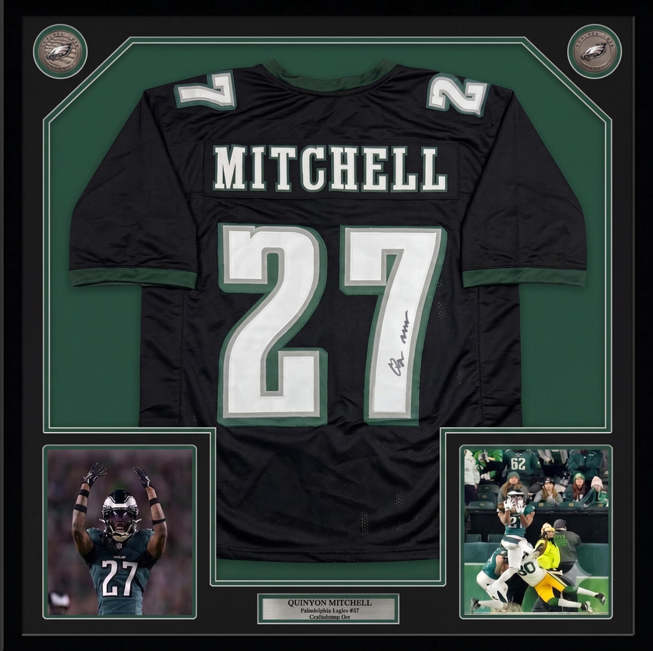 Quinyon Mitchell Philadelphia Eagles Autographed Framed Black Jersey - Dynasty Sports & Framing 