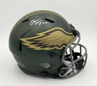 Quinyon Mitchell Philadelphia Eagles Autographed Camo Salute to Service Full-Size Helmet - Dynasty Sports & Framing 