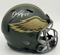 Quinyon Mitchell Philadelphia Eagles Autographed Camo Salute to Service Mini-Helmet - Dynasty Sports & Framing 