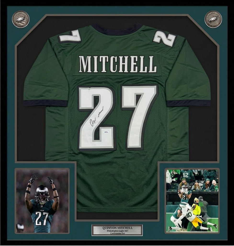 Quinyon Mitchell Philadelphia Eagles Autographed Framed Green Jersey