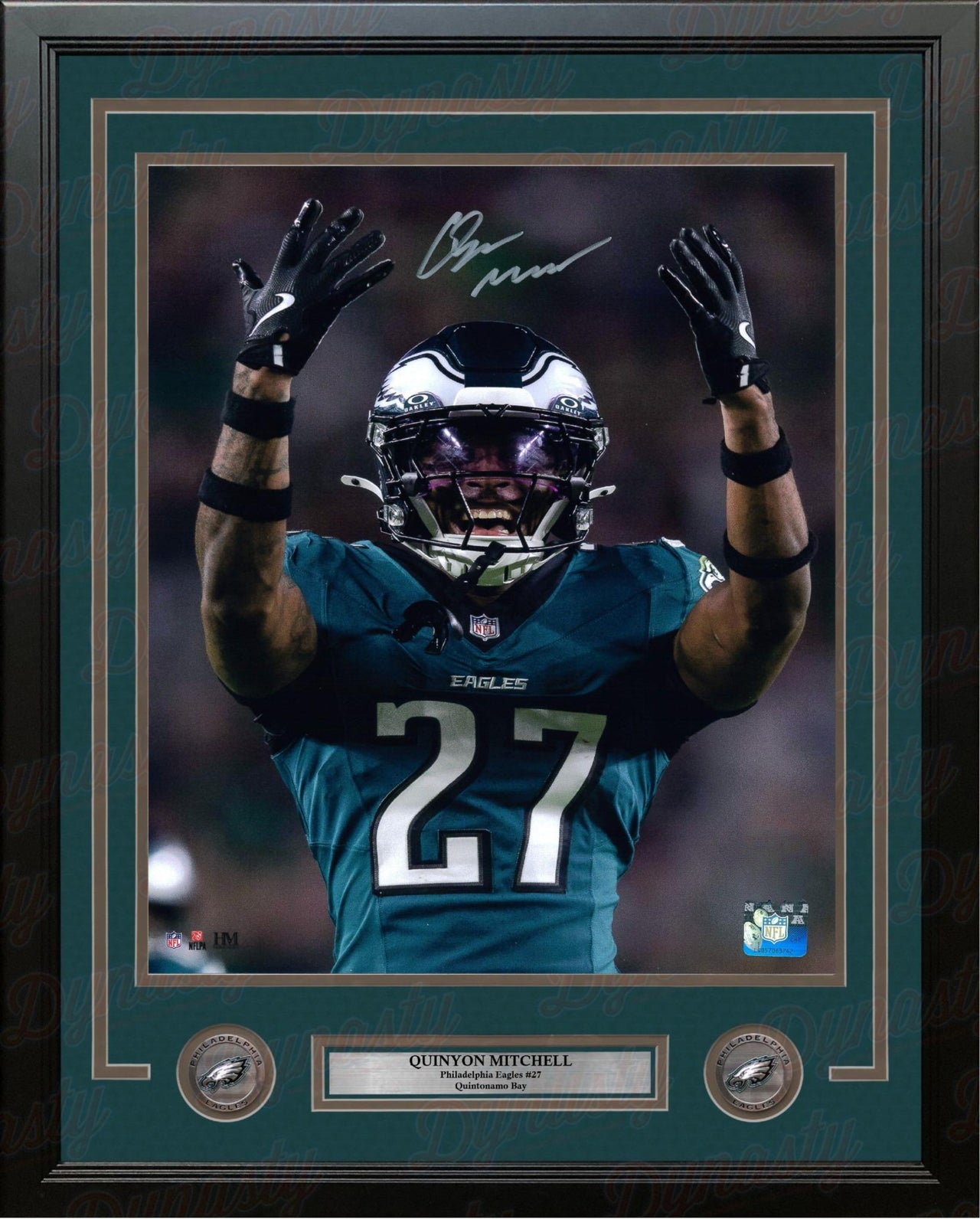 Quinyon Mitchell Celebration Philadelphia Eagles Autographed Framed Photo