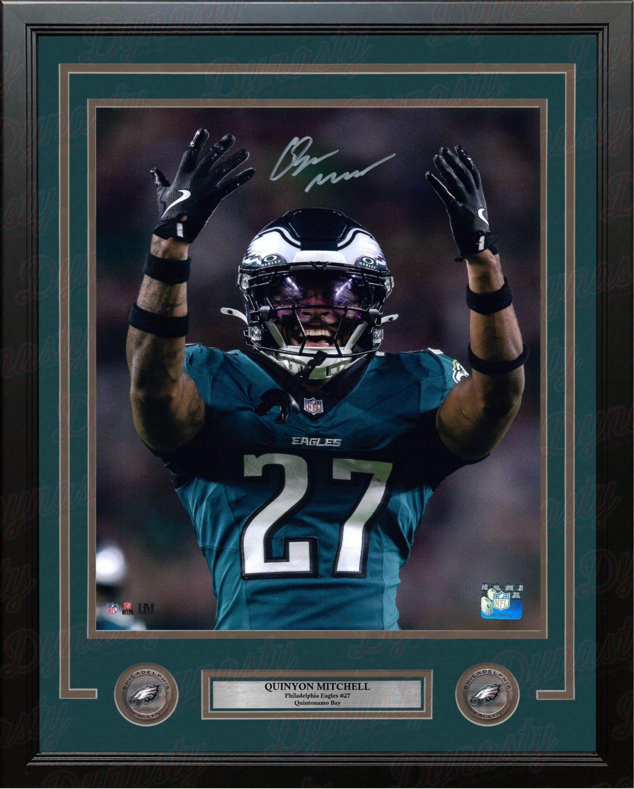 Quinyon Mitchell Celebration Philadelphia Eagles Autographed Framed Photo