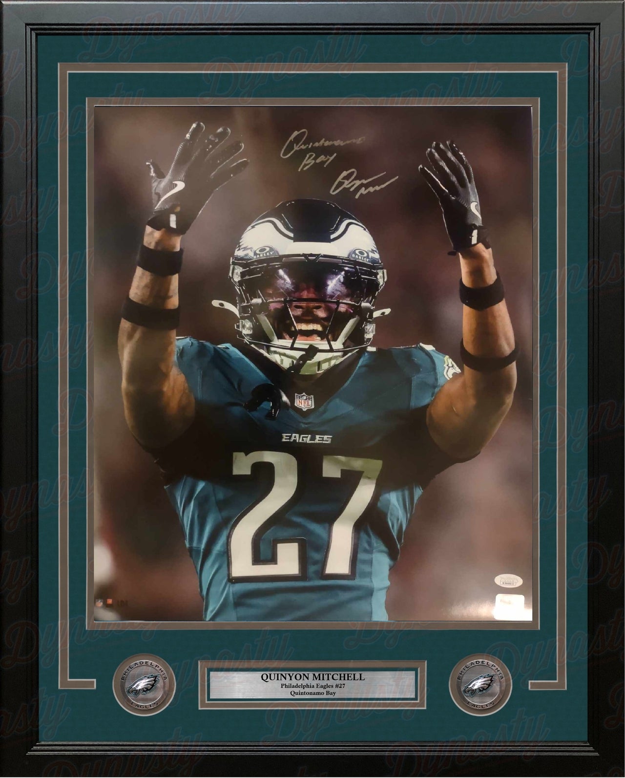 Quinyon Mitchell Celebration Philadelphia Eagles Autographed 16" x 20" Framed Photo - Quintonamo Bay