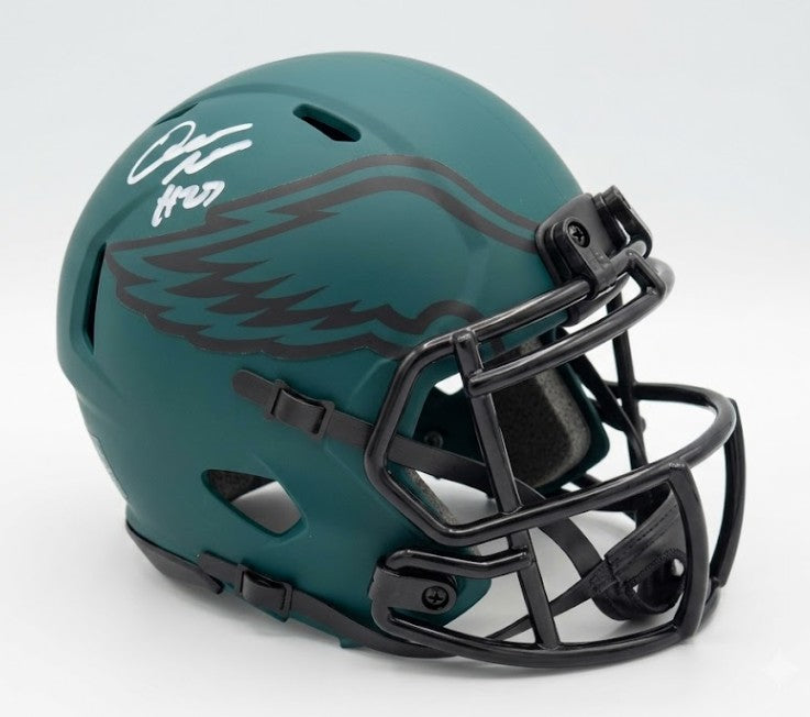 Quinyon Mitchell Philadelphia Eagles Autographed Rave Mini-Helmet - Dynasty Sports & Framing 
