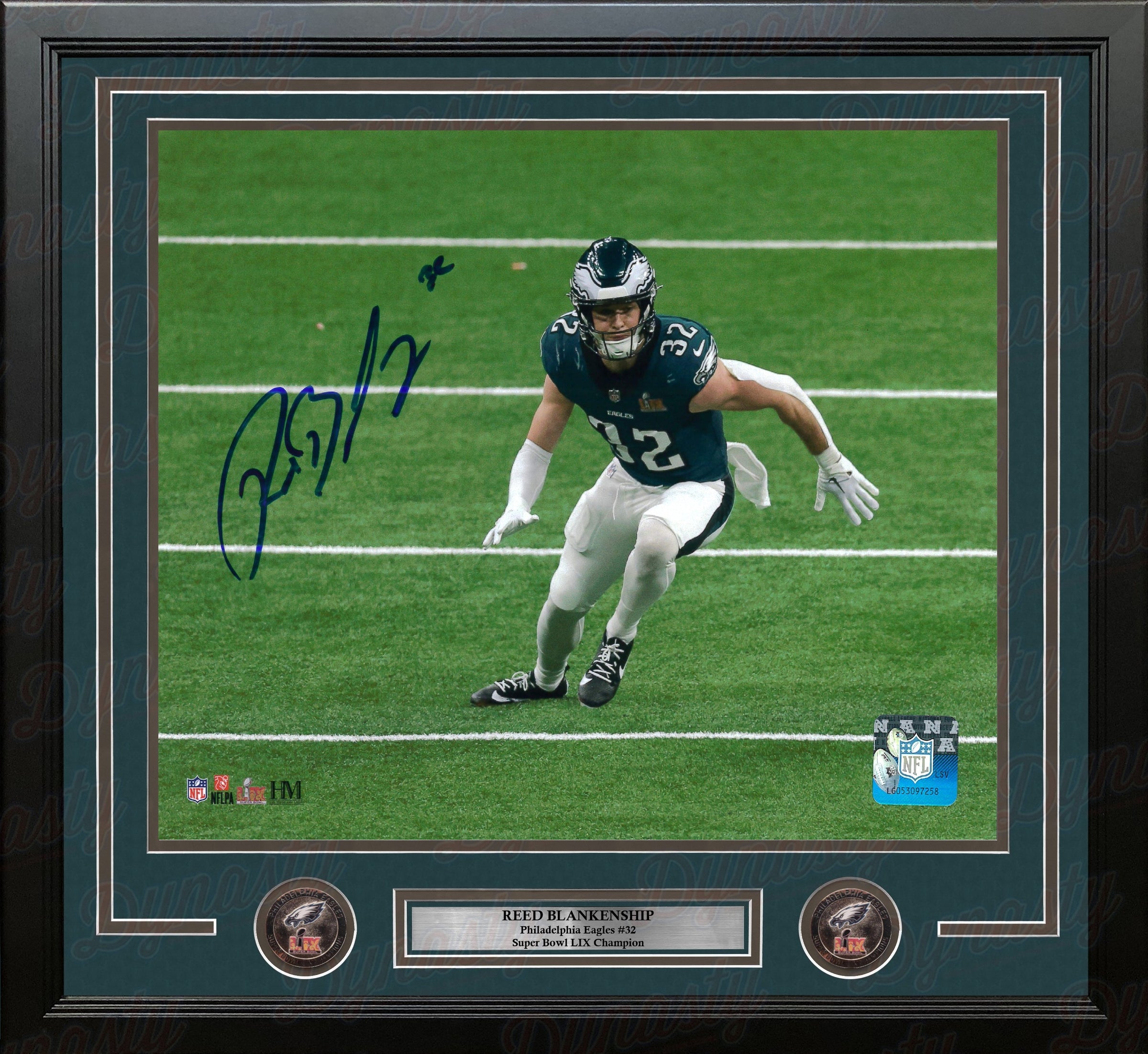 Reed Blankenship Super Bowl LIX Action Philadelphia Eagles Autographed 11" x 14" Framed Photo