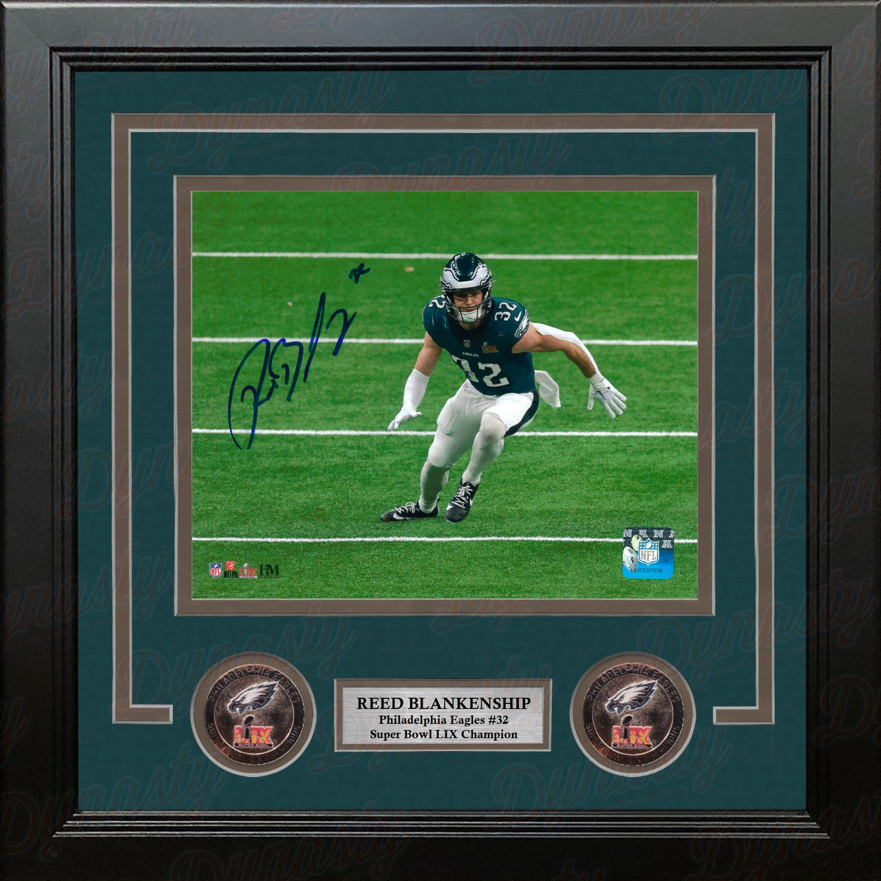 Reed Blankenship Super Bowl LIX Action Philadelphia Eagles Autographed 8" x 10" Framed Photo