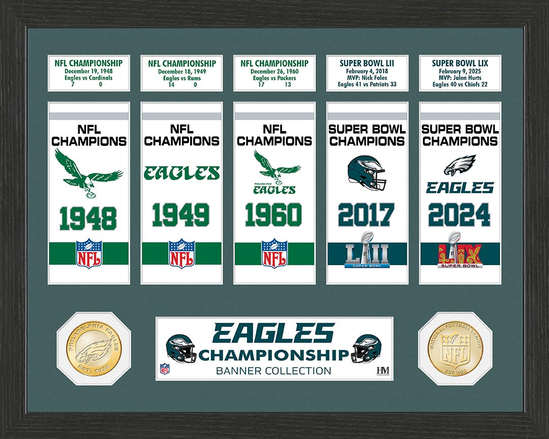 Philadelphia Eagles The Highlant Mint 5x World Champions Commemorative Banner Collection