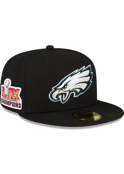 Philadelphia Eagles New Era Super Bowl LIX Champions Side Patch 9FIFTY Snapback Hat - Black
