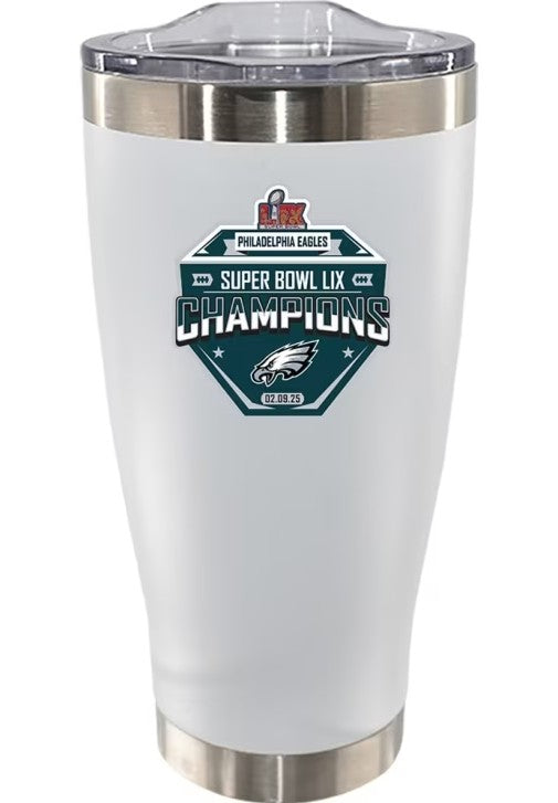Philadelphia Eagles Super Bowl LIX Champions 20oz Printed Stainless Steel Tumbler - White