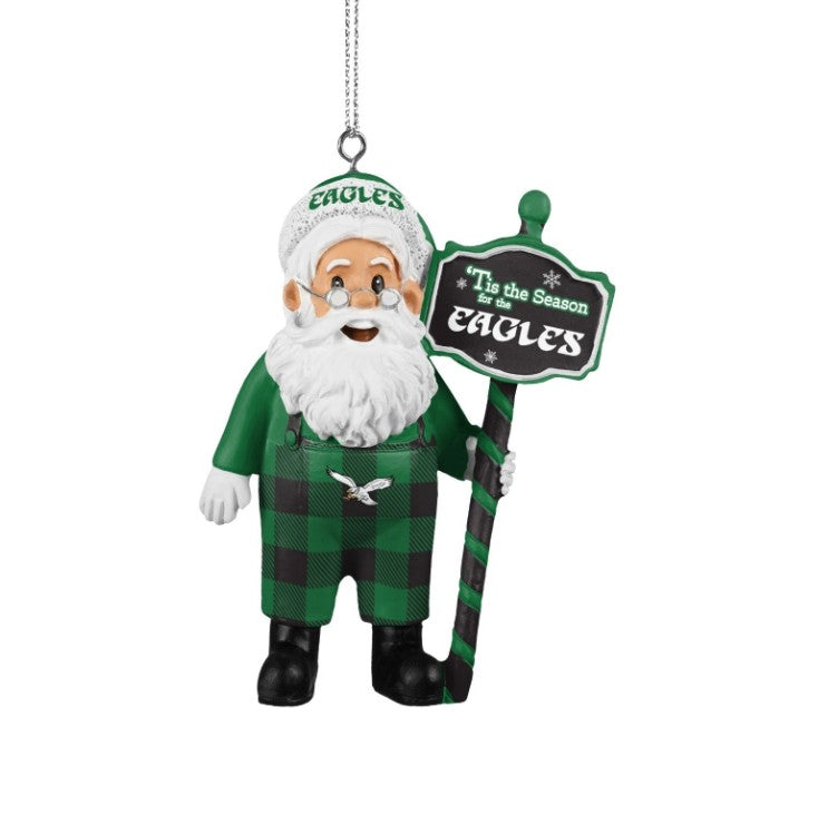 Philadelphia Eagles Throwback Santa Overalls Ornament