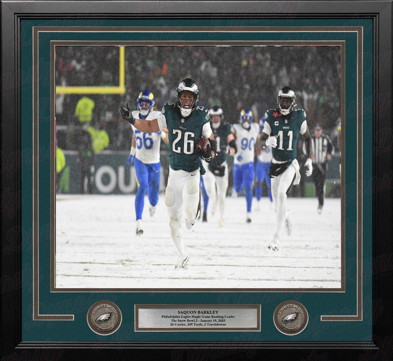 Saquon Barkley Snow Bowl Philadelphia Eagles 16" x 20" Framed Football Photo
