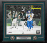 Saquon Barkley Snow Bowl Action Philadelphia Eagles 11" x 14" Framed Football Photo - Dynasty Sports & Framing 