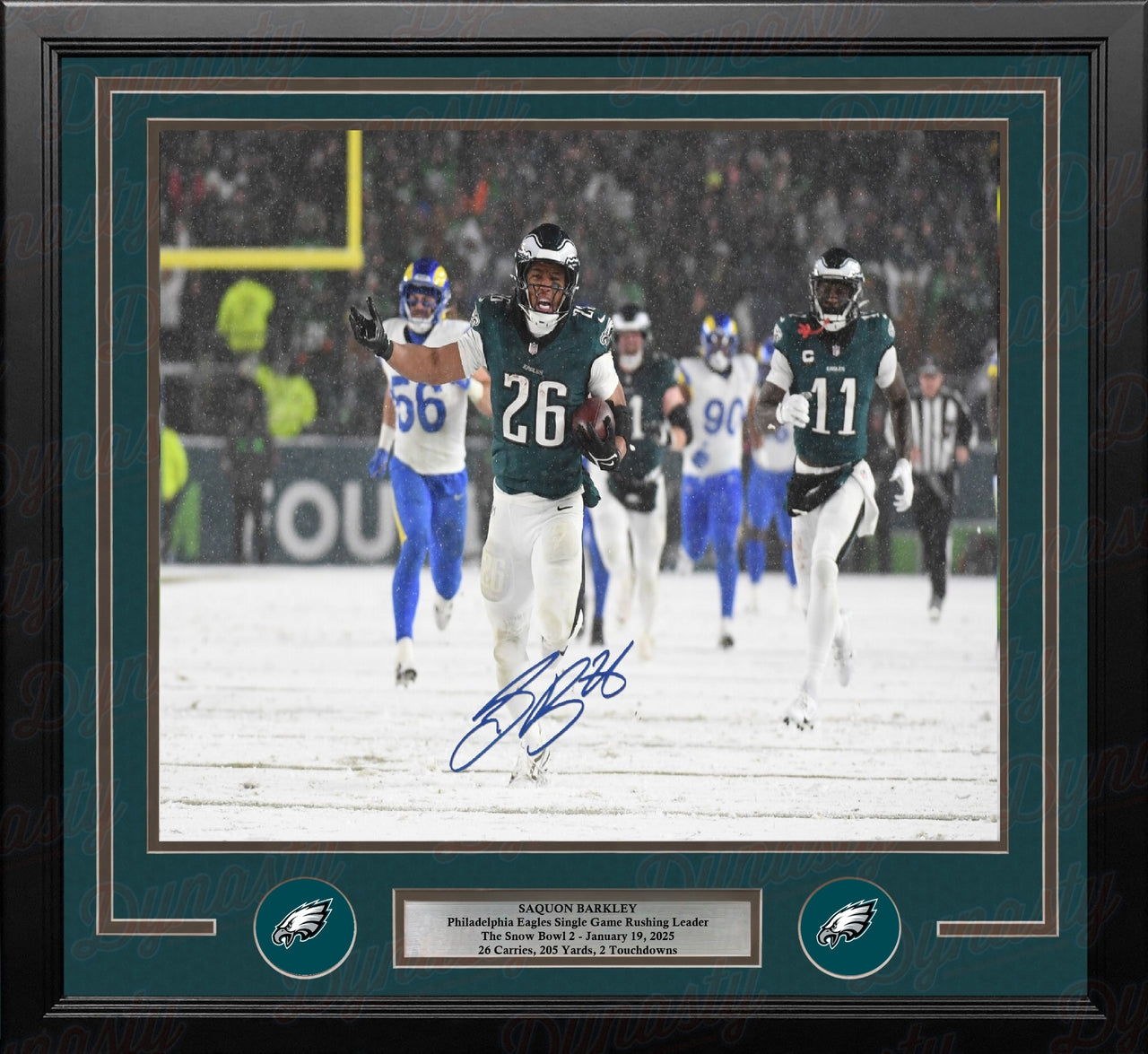 Saquon Barkley Snow Bowl Celebration Philadelphia Eagles Autographed 11" x 14" Framed Football Photo