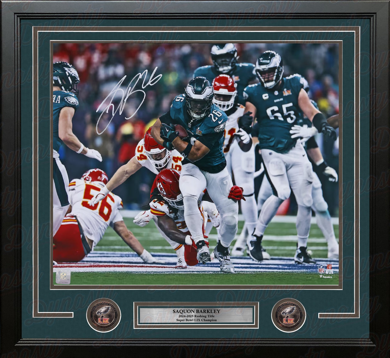 Saquon Barkley Super Bowl LIX Action Philadelphia Eagles Autographed 11" x 14" Framed Football Photo