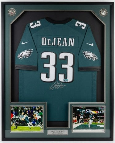 Cooper DeJean Philadelphia Eagles Autographed Framed Green Super Bowl LIX Jersey