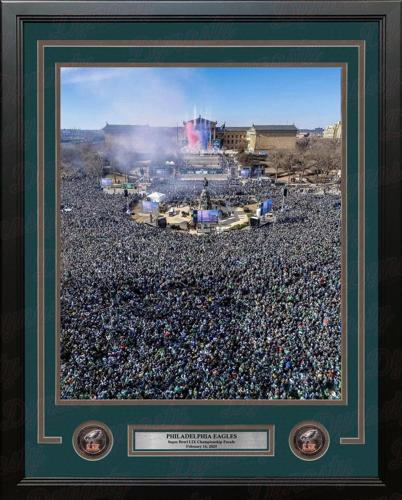 Philadelphia Eagles Super Bowl LIX Champions Parade at the Art Museum 16x20 Framed Football Photo