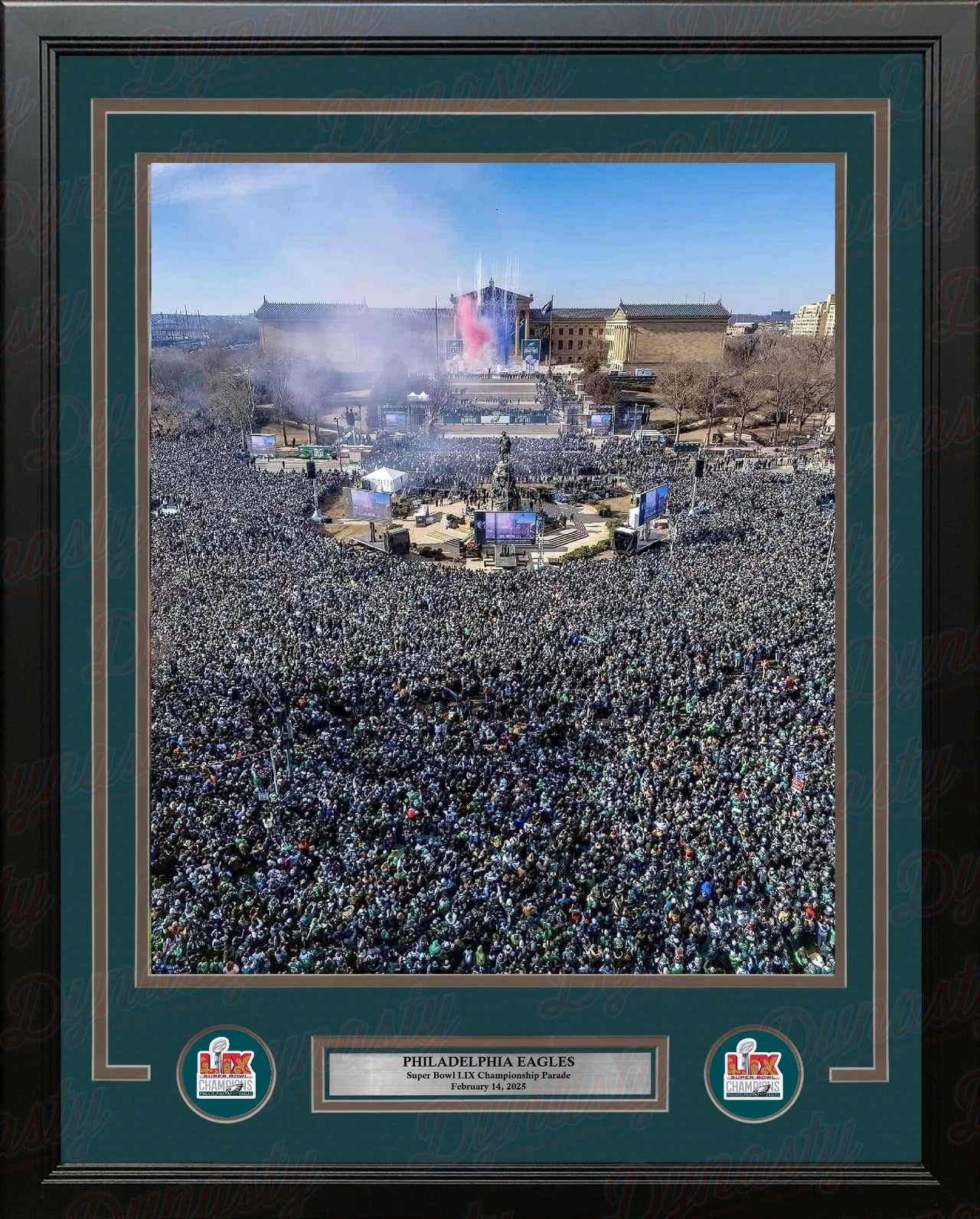 Philadelphia Eagles Super Bowl LIX Champions Parade at the Art Museum 11x14 Framed Football Photo