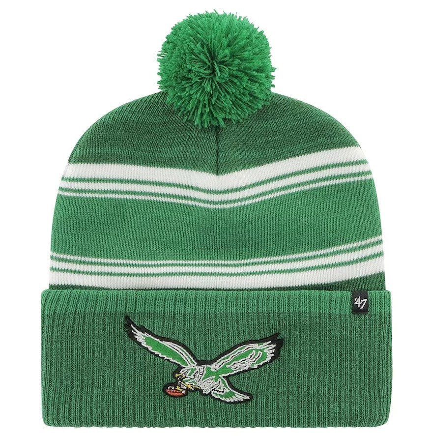 Philadelphia Eagles Throwback '47 Fadeout Cuffed Knit Hat with Pom - Green