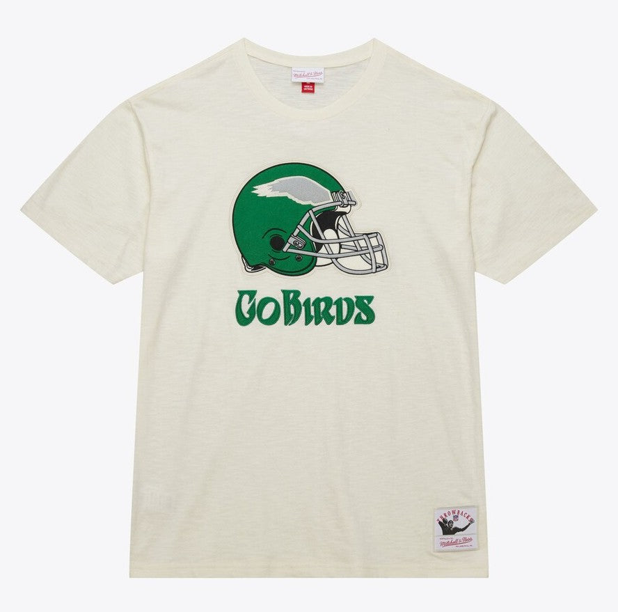 Philadelphia Eagles Mitchell & Ness Cream Vintage Logo Legendary Slub T-Shirt