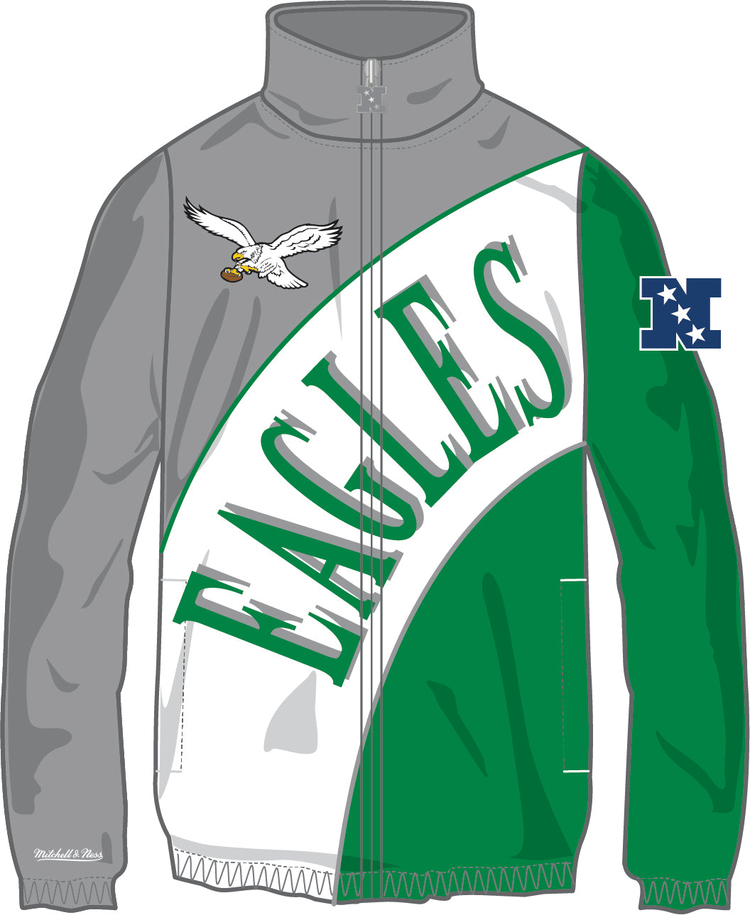 Philadelphia Eagles Throwback Mitchell & Ness Arched Retro Lined Windbreaker
