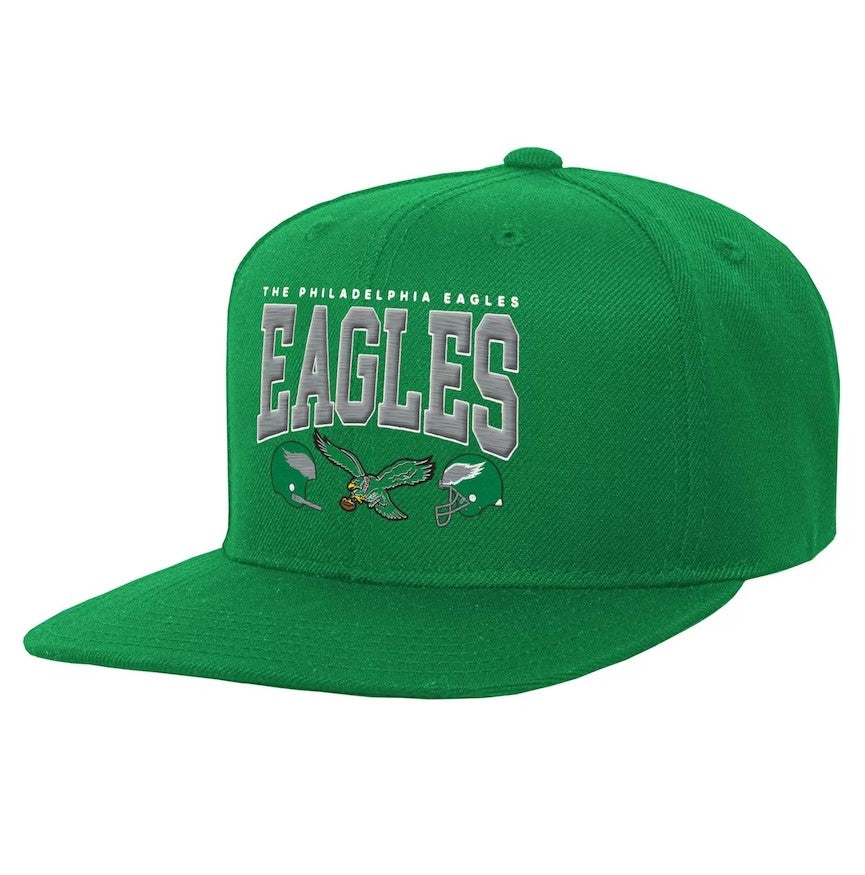 Philadelphia Eagles Mitchell & Ness Youth Champ Stack Flat Brim Snapback Hat - Kelly Green