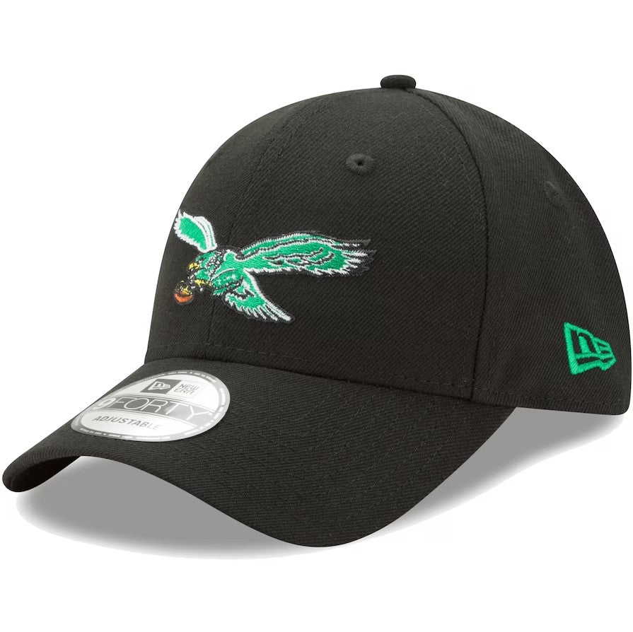 Philadelphia Eagles New Era The League Throwback 9FORTY Adjustable Hat - Black
